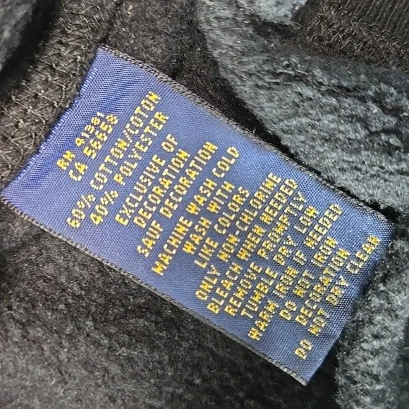 Polo Ralph Lauren Hoodie Men Small Black Funnel Neck Raglan Pullover Sweatshirt - Picture 7 of 10